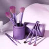 Pędzle do makijażu 8pc Purple Professional Set z wiadrem w proszku Blusher pędzel do cienia do powiek do brwi narzędzie piękności