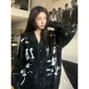 Women Sweters QWeek Black Vintage Kobiety Zachany dzianinowy sweter w stylu koreański Y2K Streetwear Gothic HARAJUKU SWEATER Zima 231216