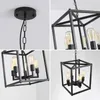 Pendant Lamps 4-Light Farmhouse Chandelier Industrial Lighting Adjustable Height Metal Cage E26 Hanging Lights (Bulb Not Included)