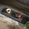 Plats Assiettes Plateau à thé Assiette en pierre naturelle Motif dragon Décoration Table de maison chinoise Rectangulaire Accessoire de bureau Antiques Kungfu Teaware 231216