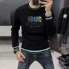 Hoodie masculino moda diamante carta manga comprida em torno do pescoço camisa de pelúcia pulôver roupas inverno fino ajuste tendência suéter masculino