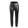 Kvinnors byxor s mens mager läder kroppsformar midja tränare bred hög elastisk leggings komprimering underkläder fitness 9pts 231216