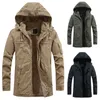 Herrenjacken Outdoor für Männer Herbst Winter Fleecejacke mit Reißverschluss, flauschig gepolsterte Mäntel Slim Fit Solid Hooded Windjacke