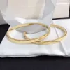 18K Gold Plated Designer Brand Bracelets Women Thin Bangle Designer Letter Jewelry Stainless steel Wristband Cuff Wedding Lovers G264u