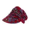 Visor Retro Warm Mom Hat Floral Print Girls Cap Foldbar Earflap Short Brim Women Peaked Ethnic Style Baseball