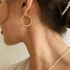 Boucles d'oreilles pendantes en bambou rondes en laiton avec or 18 carats pour femmes, bijoux de fête, robe de spectacle, piste Rare coréen Japon tendance INS Boho