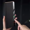 Äkta kohude lädermagnetiska flip fodral för Huawei Mate X5/X3 Window View Business Cover