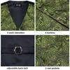 Herenvesten Hi-Tie Paisley Zijden Vest Voor Mannen Groen Mouwloos V-hals Vest Stropdasklemmen Hanky Manchetknopen Sets Bruiloft Zakelijk Feest