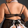 Sexy Set Plus Size Damen Französische Schürze Dienstmädchenkleid Cosplay Dessous Kostüm Dieneruniform Durchsichtig Erotik Rollenspiel Exotisch 231216