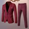 Abiti da uomo Blazer Giacca da completo Pantaloni Set Elegante Business Risvolto Cappotto a bottone singolo Slim Fit con tasche Abbigliamento da lavoro per A 231216