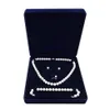 Caja de juego de joyas de terciopelo de 19x19x4cm, caja larga para collar de perlas, caja de regalo, exhibición de alta calidad, color azul 305n