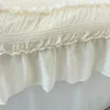 Ensembles de literie romantique français princesse mariage lyocell fibre douce soyeuse ensemble plissé dentelle volants housse de couette drap de lit taies d'oreiller