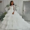 Vestidos de menina primeira comunhão inchado tule laço arco pequeno casamento festa de aniversário vestido de flor de férias