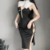 Seksowna set OJBK NUN ROLE PRAKA ZA DEAM Cosplay Kostium Kombinezuj Kobiet Bielizna Sukienka anime Halloween Czarna pusta pasja mundur 231216