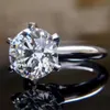 4CT Moissanite Diamond 18K White Gold Round Moissanite förlovningsring