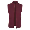 Herenvesten Gebreid gilet Slim Fit Opstaande kraag Dunne fleecevesten Jasvest Retro wandelstijl Zak Wit