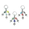 Keychains 15st Glazed Harts Beads Tree of Life Charms Keychain For Women Män Turkish Blue Evil Eye Bag Keyring Jewelry