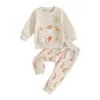 Kleidungssets Born Hosen Set Baby Mädchen Weihnachten Cookie Cane Print Sweatshirt und elastische Taille Kleinkindanzüge