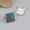 Dangle Earrings MeiBaPJ S925 Sterling Silver Square Color Matching Dropping Glue Ear Buckle Fine Fashion Weddings Jewelry For Women SY