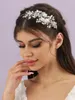 Fermagli per capelli Fatti a mano Perle color argento Fasce per capelli per la sposa Donna Copricapo con strass in cristallo Accessori per fascia da sposa