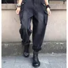 Pantaloni da donna Jeans neri 2023 Primavera Autunno Vita super larga Gamba larga Moda vintage Trama sottile femminile