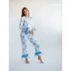 Women's Sleepwear Elegant Satin Two Piece Set Long Sleeve Top Pants Homewear Outfits Loungewear Nightwear Women Christmas Pajamas