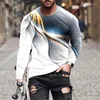 T-shirt da uomo Tie-dye 3D T-shirt moda uomo Manica lunga Abbigliamento ampio T-shirt uomo oversize Stampa sfumata Street Hip Hop T-shirt grande 6XL