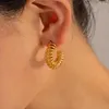 Çember Küpeler Moda Twist Spiral Yay C ŞEKİL Altın Kaplama Paslanmaz Çelik Çekilmiş Daire Yuvarlak Kulak Çabı Hafif Takılar