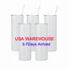 USA CA CA Warehouse Novo 20oz 20 onças de parede dupla reta de aço inoxidável Viagem em branco Sublimation copo com palha de plástico 1228