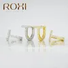 Hoop Huggie ROXI Orecchini Pendientes in cristallo con zirconi a forma di T per le donne Orecchini in argento sterling 925 di lusso da sposa Kolczyki Jewel308Z