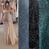 2024 Luxury Nude Evening Pageant Dress Overskirt Off the Shoulder Sleeves Sequins Beads Mermaid Women Prom Formal Gowns Robe De Soiree