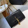 Designer Bag Clutch Tassel Bag Wallet Messenger Bag Shiny Crocodile Calfskin Leather Long Golden Chain Strap Designer Purse