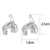 Hoop Earrings Unique Design Pins Ear Clip For Women Fashion Hip Hop Cubic Zirconia Stud Party Jewelry Accessories Gifts
