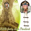 Dekorativa föremål Figurer Fairy House Tree Hanging Sculpture Window Ladder Harts Staty Figurin Outdoor Ornament för Home Garden Yard Art Decor 231216