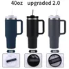 Wasserflaschen 40 Unzen Thermo-Kaffeetasse mit Griff und Strohhalm Tragbare Auto-Edelstahl-Isolierflasche Große Kapazität Reisebecher 231216