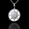 Pendant Necklaces Charming 925 Sterling Silver Gold Plated Bling Moissanite Diamond Sunflower Pendant with 24inch Steel Rope chain Jewelry Nice Gift