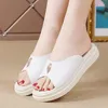 Hausschuhe Leder Damen Sommermode Modern Outdoor Slipper Mittelabsatz Dicke Sohle Sandalen Strand