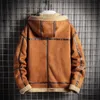 Heren Bont Faux Herfst Winter Mannen Jas Nep Nertsen Jas Oversize Mannelijke Pluche Pluizige Capuchon Windjack Zip Up Top overjas 231216