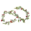 Flores decorativas natal rattan porta da frente grinaldas frutas vermelhas berry videira ornamento de pvc
