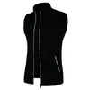 Herenvesten Gebreid gilet Slim Fit Opstaande kraag Dunne fleecevesten Jasvest Retro wandelstijl Zak Wit