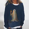 Women's T Shirts Winter Tops Ghost 3D Print Halloween Pullover Sweatshirt Harajuku Kvinnlig Löst långärmad Autumn Tee Shirt Kvinnor O Neck