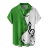 Męskie koszule 2023 Kolorowa note 3D Nadrukowane krótko-rękawowe koszulę Lapel Kieszonkową 5xl