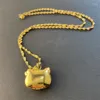 Correntes 24k colar de ouro bonito kt gatinho pingente ondulação de água 2mm46cm para meninas presente de aniversário de casamento