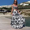 Arbeitskleider 2023 Sommer europäische und amerikanische Damen Böhmen Sexy Print ärmelloses Kleid Zweiteiliges Set