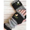Cinq doigts gants brodés oiseaux femmes coton sans doigts tricot bloc couture mitaines A565 231216