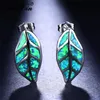 Stud JUNXIN Charme Plante Arbre Feuille Boucles D'oreilles Pour Femmes Argent Couleur Vert Blanc Bleu Feu Opale Cadeau De Mariage 1251H