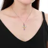 Gem's Ballet 925 Sterling Silver Cross Necklace for Women Natural Amethyst Topaz Colorful Gemstone Pendant Jewelry 20211952