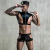 Ensemble Sexy JSY Cosplay Lingerie pour hommes, uniforme, sous-vêtements en Latex, Costumes porno érotiques noirs, tenues de jeu de rôle 231216