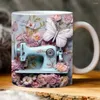 Mugs 3D Ceramic Sewing Mug Coffee With Floral Pattern Novelty Aesthetic For Birthday Christmas Gifts