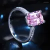 Klusterringar Zhanhao Emerald Cut S925 Sterling Silver Jewelry Lab Grown Pink Morganite Ring Engagement Wedding Presents To Girl Friend